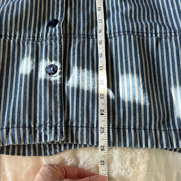 Vintage Y2K 90's Allison Daley Blue & White Striped Women's Shacket - Picture 6 of 8